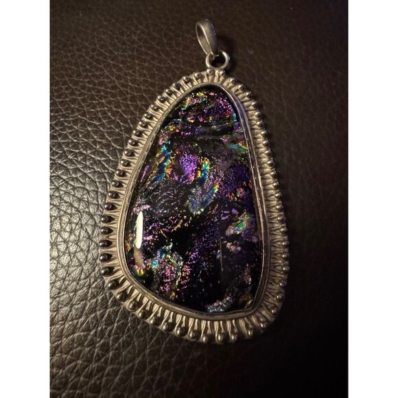 Sterling Silver Dichroic Glass pendant 34.92g - Picture 2 of 7